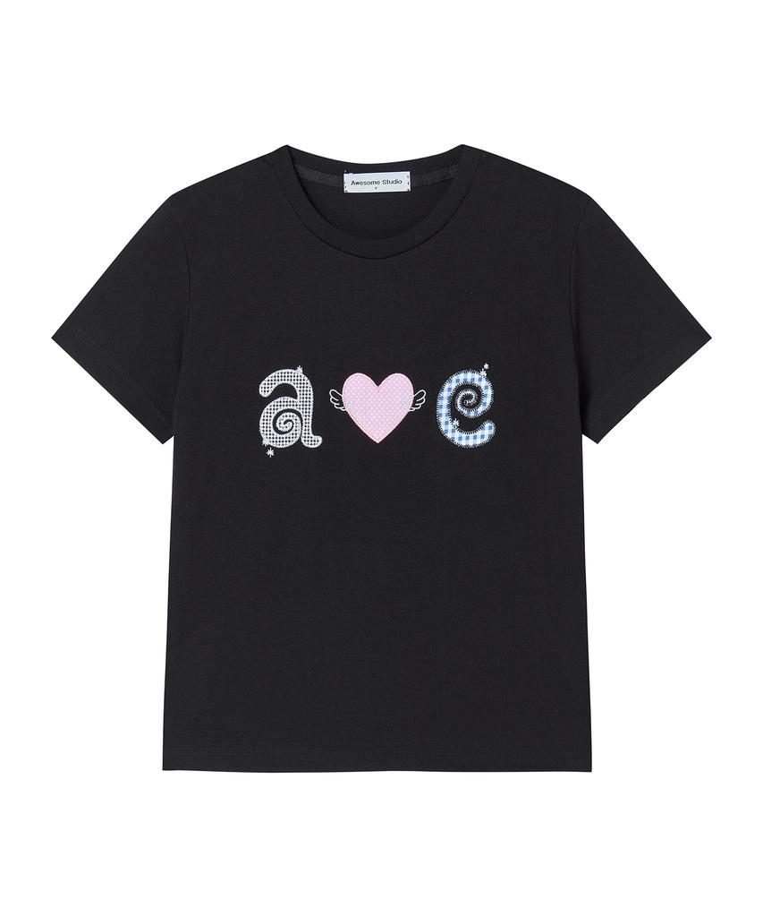 AWESOME STUDIO Kitsch Patchwork T-Shirt Black