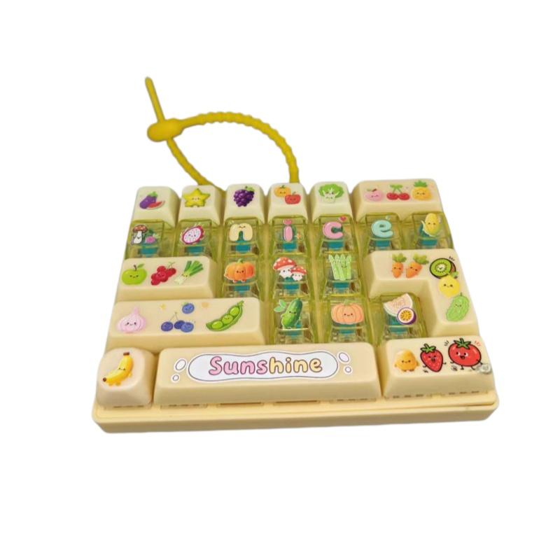 1Pcs  Creative 26 Key Keyboard Decompression Keychain Cartoon Cute Healing Artifact Fun Backpack Pendant Gift