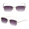 Rimless Square Sunglasses for Women Small Rectangle Street Shoot Eyewear  for Women