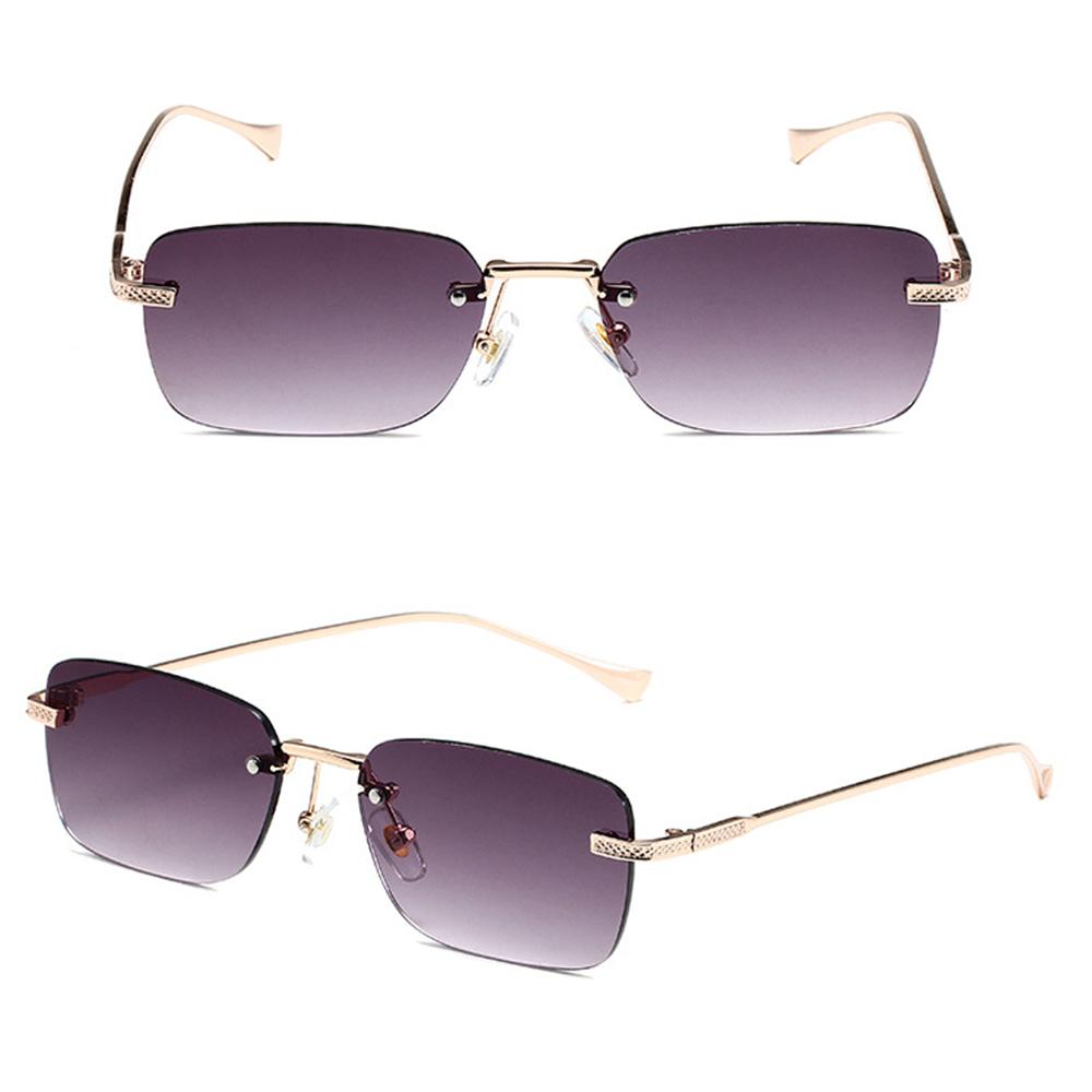 Rimless Square Sunglasses for Women Small Rectangle Street Shoot Eyewear for Women