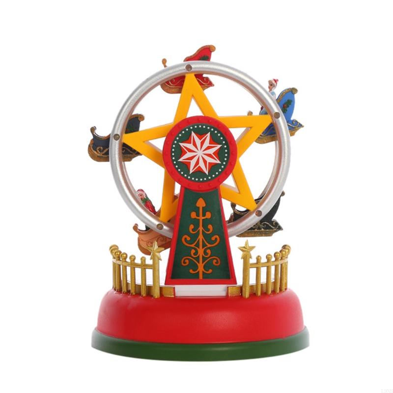  LED Lighted Music Box Battery Operated Musical Merry-Go-Round for Sky Wheel Resin Ornament Princess Horse Toy