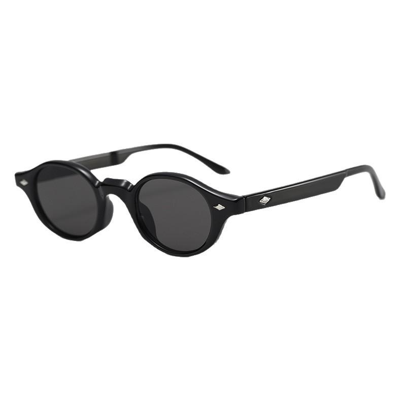 High-end sunglasses for women, leopard print glasses, nerd-style small round frames, artistic retro narrow-frame jelly-colored sunglasses for men tr