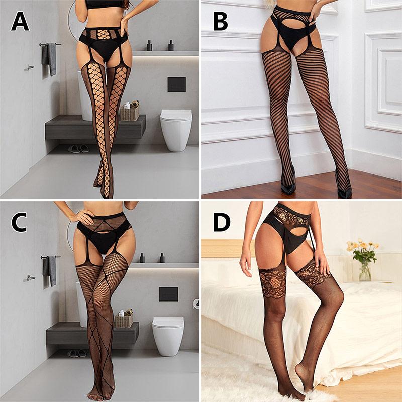 1 пара сетчатых носков, колготки на подтяжках, чулки до бедра, колготки, ажурные прозрачные кружевные чулки