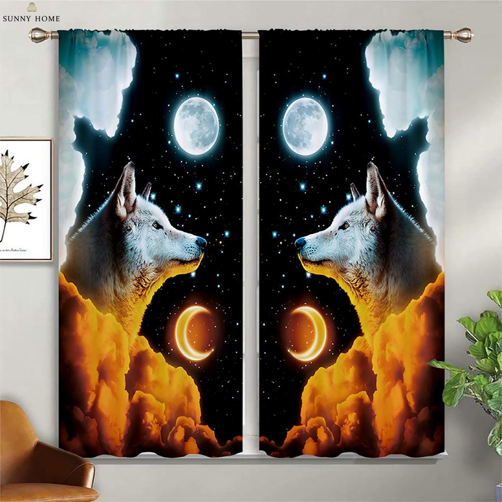 Плотные теплоизоляционные шторы Dream Starry Sky Wolf Print Curtains Детская комната Гостиная Уличные декоративные шторы