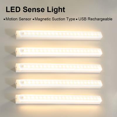 Беспроводной светодиодный светильник для шкафа, датчик движения, перезаряжаемый через USB индукционный ночник, портативный детектор, лампа для гардероба, прихожей