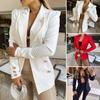Women Suit Coat Lapel Long Sleeve Cardigan Solid Color Open Front Slim Fit Suit Jacket