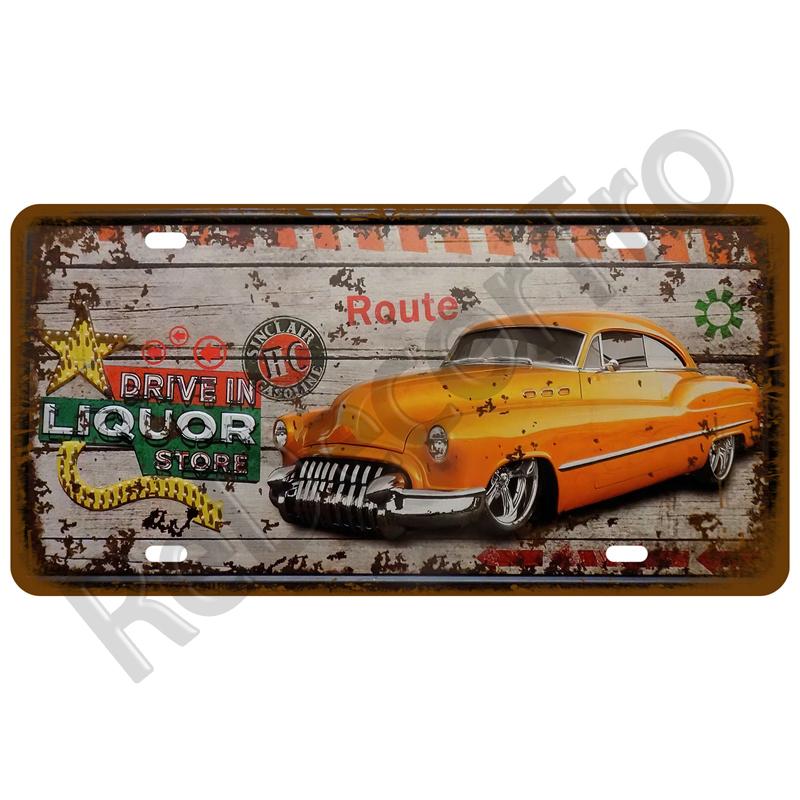 Garage Car Retro Route 66 Tinplates Plate Metal Sign Posters On The Wall Tin Sign Vintage Poster Home Decor Art Room Decoration