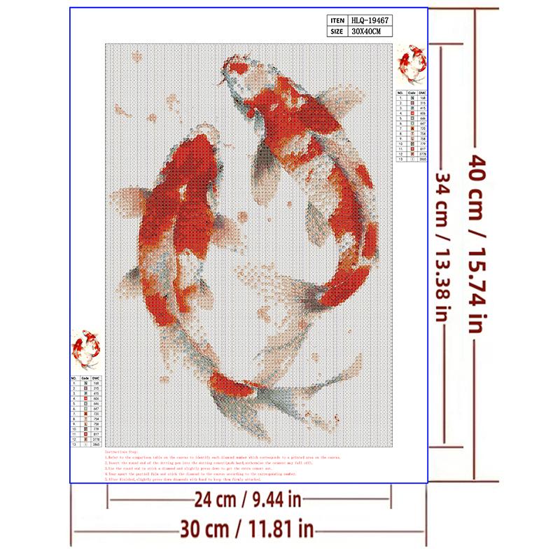 5d DIY Алмазная картина, вышивка крестом, две рыбы кои, алмазная вышивка, мозаика, золотая рыбка, полный круглый дрель, домашний декор