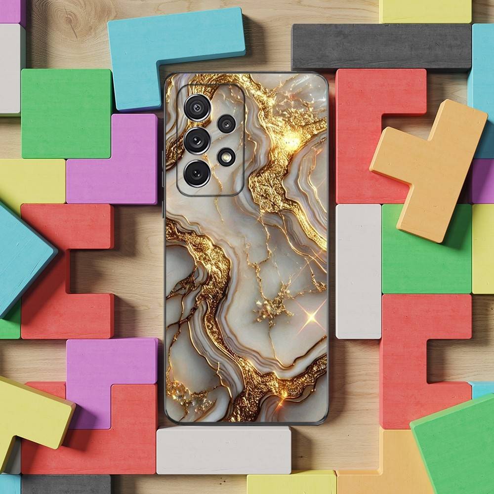 Black Gold Art Marble Phone For Samsung S22,S25,S24,S23,Ultra,FE,Plus,S21,S20,S10,S9,Lite,Soft Silicone Black