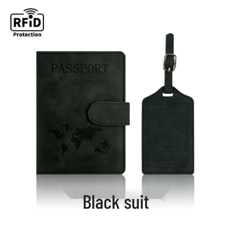 Набор: меняющий цвет держатель для паспорта из ПУ кожи и багажная бирка с RFID-защитой