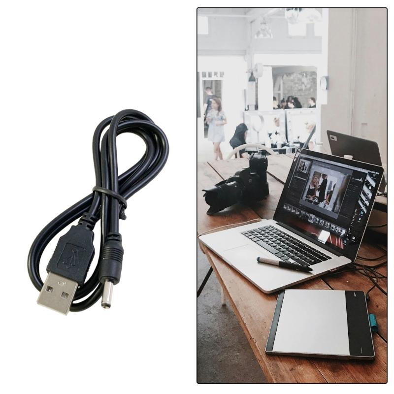 Durability PVC Insulated DC5V Power Cord with 2A Current USB to DC3.5x1.35mm Charging Cable for Home and Travel Use