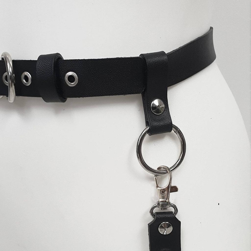 Кожаные портупеи для ног для женщин готические Односторонний ремешок на ногу Регулируемый для вечеринки Косплей кожаная портупея с подвязками