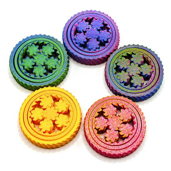 1/5Pcs 3D Printed Fidget Spinner Toy Stress Anxiety Relief Kids Teens Adults Interlocking Gear Fingertip Gyroscope Portable Travel Sensory Spinning