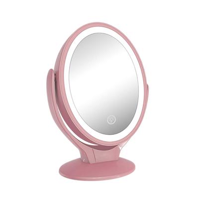 Косметическое зеркало с подсветкой, двустороннее увеличительное зеркало 1X/7X, перезаряжаемое через USB, вращающееся на 360° отдельно стоящее светодиодное зеркало для макияжа