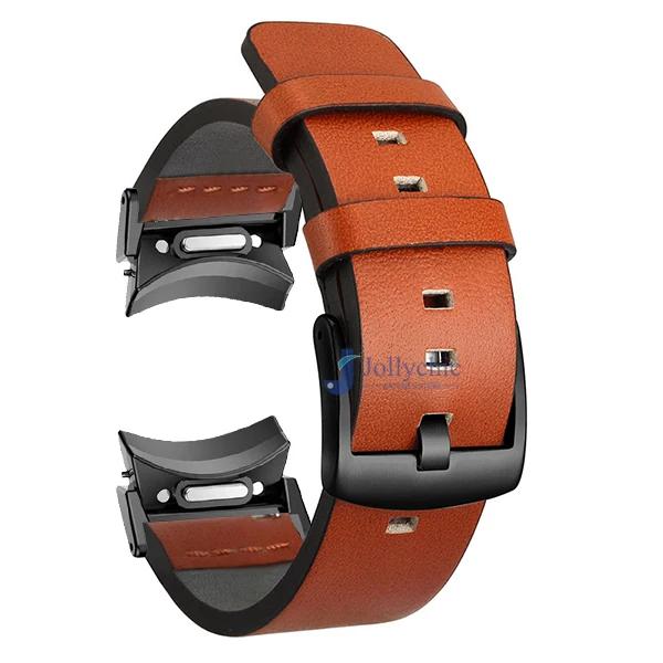 Кожаный ремешок без зазоров для Samsung Galaxy Watch 7 6 5 4 40 44 мм Ремешок с металлической пряжкой Quick fit для Galaxy Watch6 4 classic 43 47 мм