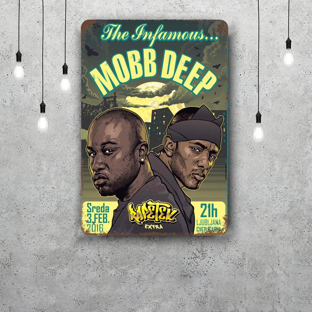 Классический плакат Mobb Deep Ржавая металлическая табличка Ретро Декоративная пластина Бар Мужская берлога Гараж Клуб Металлическая вывеска Настенное украшение