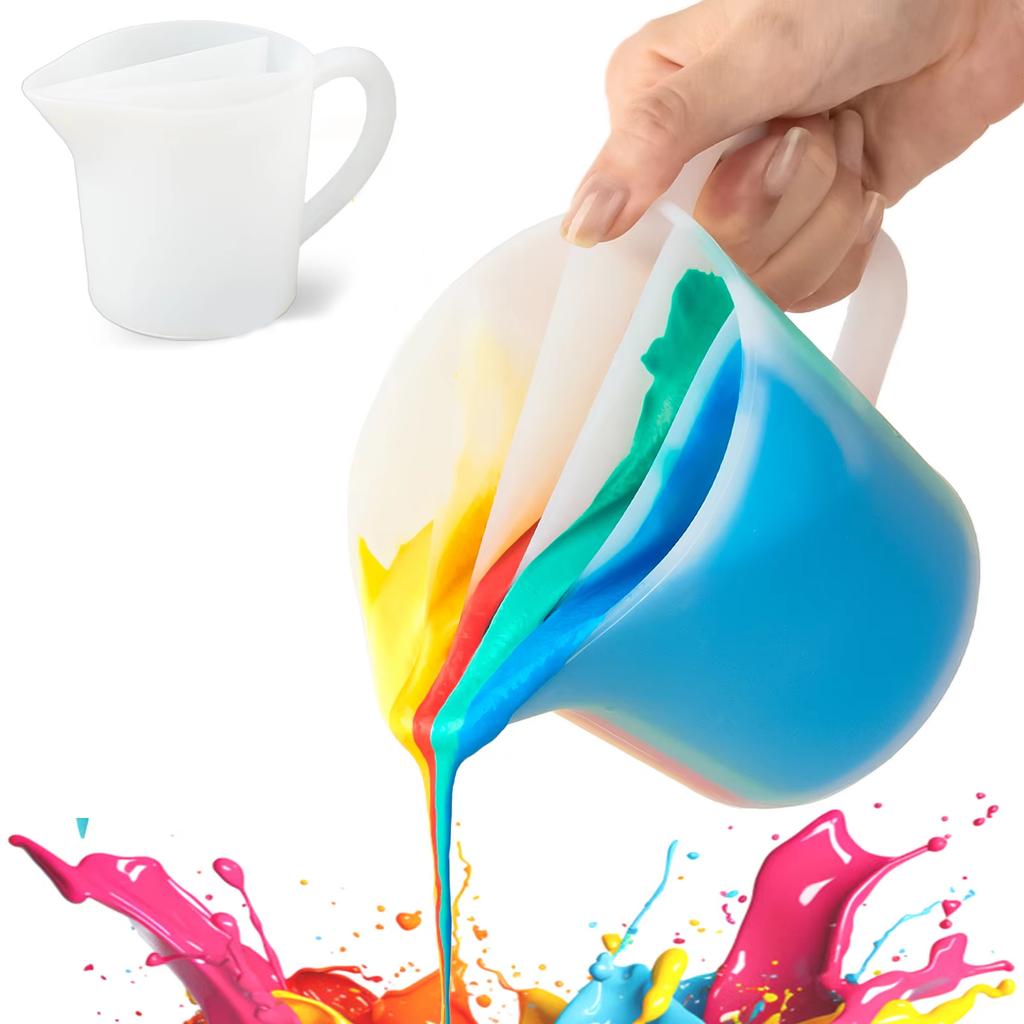 Силиконовая чашка-разделитель для техники Fluid Art 500 мл с перегородками, многоразовая смешивающая чашка для эпоксидной смолы, акриловой краски, DIY, инструмент для рукоделия
