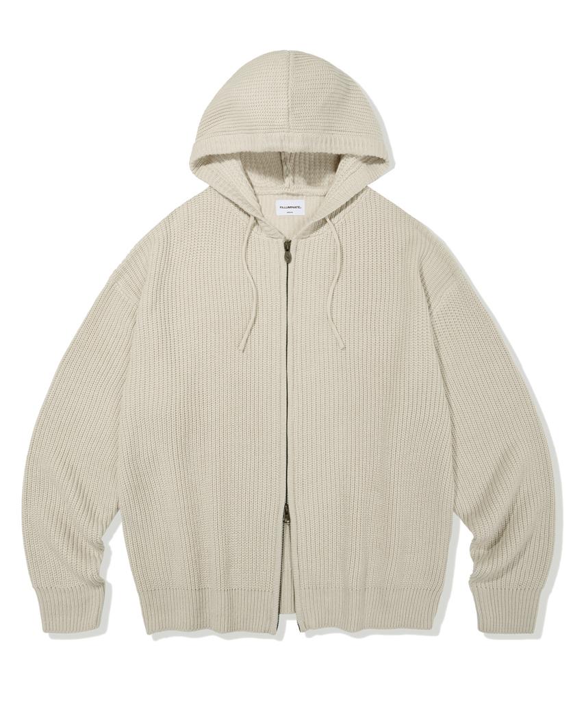 FILLUMINATE Subdude Knit Hooded Zip-Up - Ivory