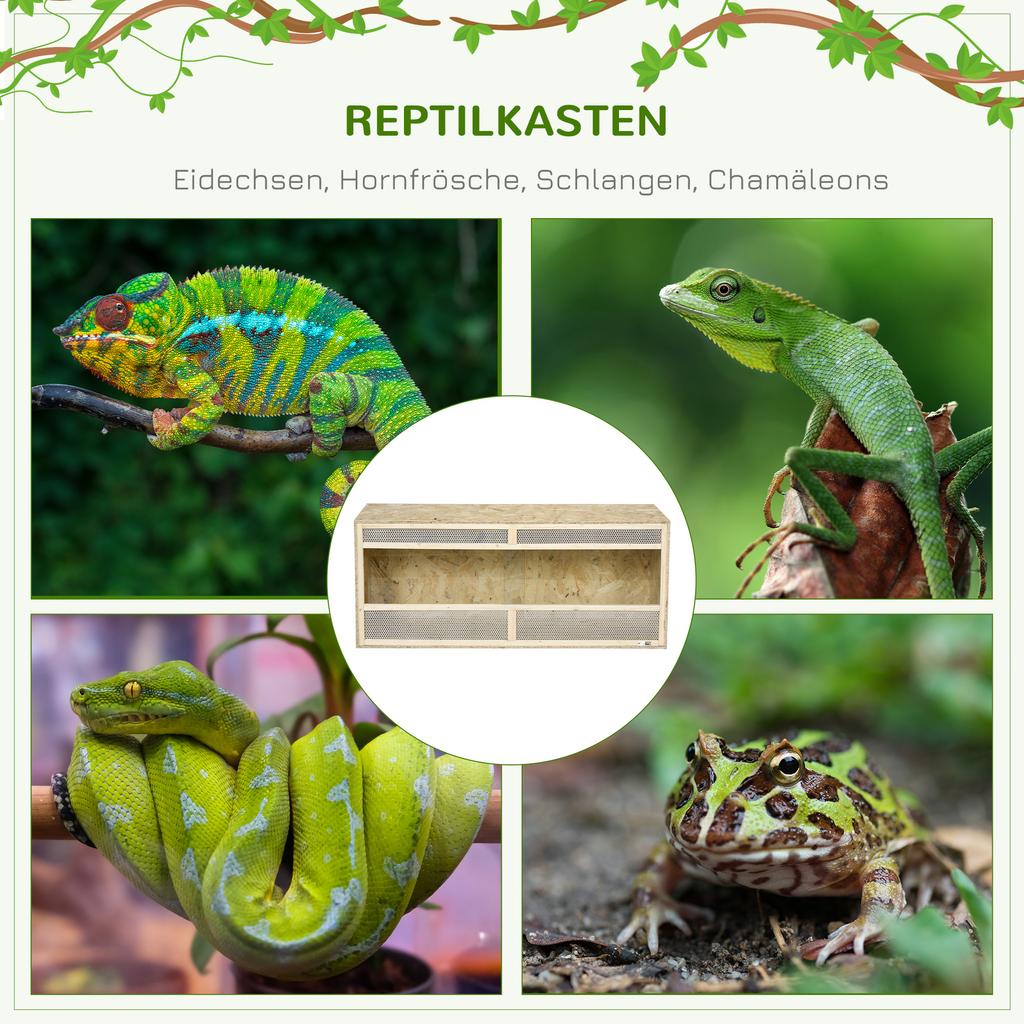 Terrarium For Reptiles Amphibians Glass Sliding Doors Ventilation Grille 120x50x50cm
