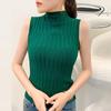 Women Solid Half Turtleneck Slim Knitted T-Shirt
