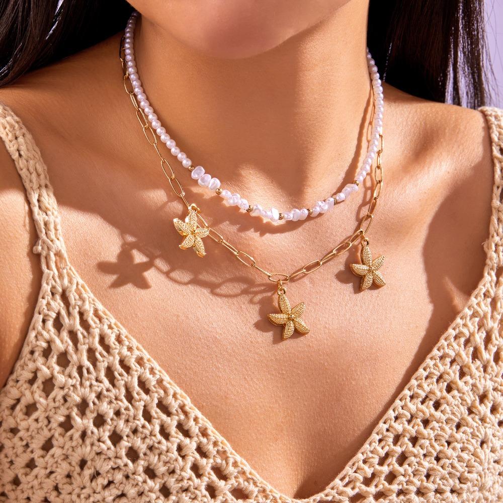 Ретро Темперамент Бохо Чокер Ювелирные изделия Многослойный дизайн Бусины Жемчужное ожерелье Женская мода