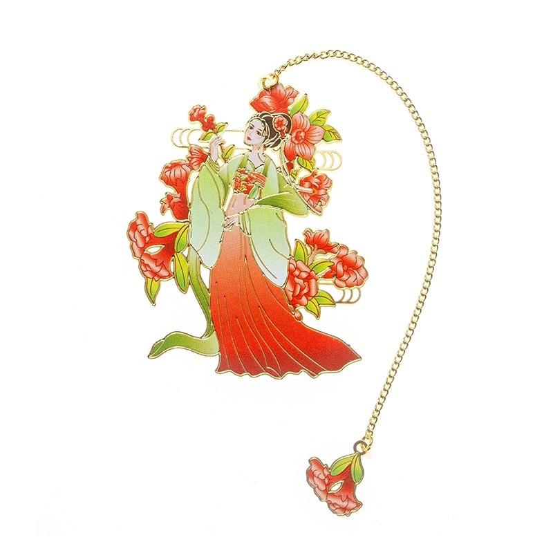 Китайские мифологические сказочные закладки, красивые полые латунные закладки, закладки с цветочной феей, канцелярские принадлежности для девочек
