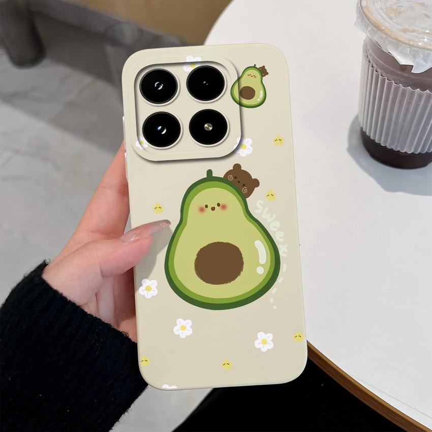 Чехол для телефона Xiaomi 17 14 14T 15 15T Pro Poco C71 C75 M7 M8 F7 F8 Милый Цветочный Авокадо Рисунок Ударопрочный Силиконовый Задняя Крышка Оболочка Для Xiaomi Чехол