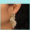 Metal Leaf Earrings With Gold Coating And Bold Design For Weddings And Party Wear
