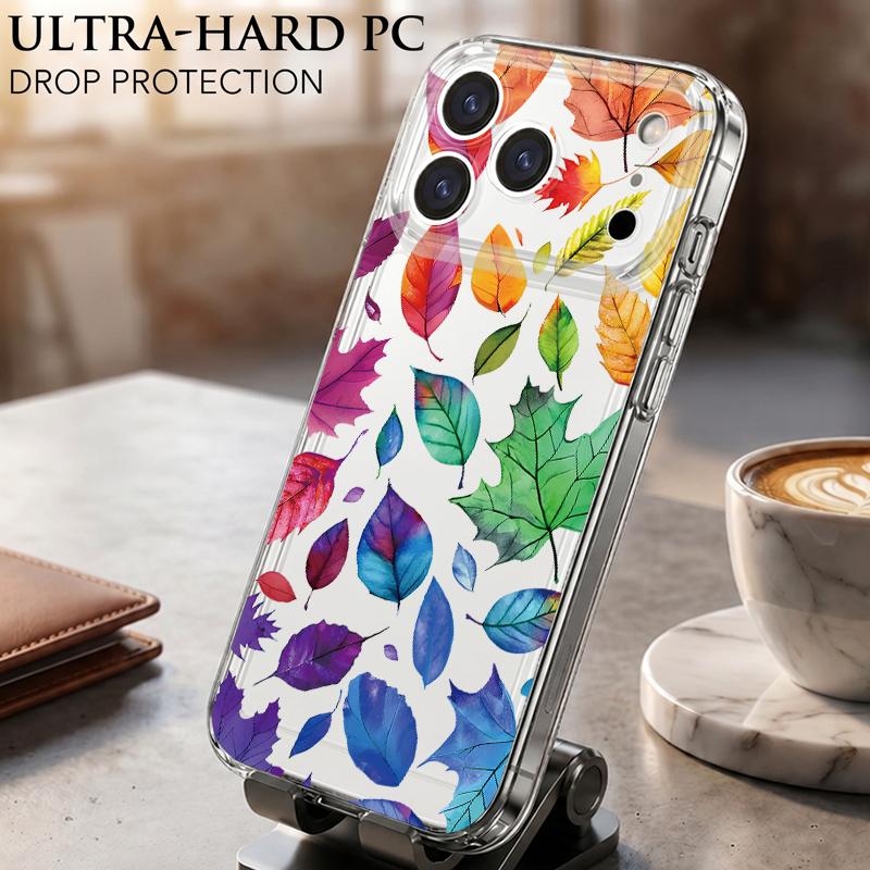 Чехол для iPhone 17 Pro Max Чехол iPhone 16 Pro Max 15 14 13 11 17E 16E Цветочный принт с листьями Ударопрочный Прозрачный Мягкий ТПУ Силиконовый Чехол