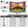 Home Pumpkin Ghost Halloween Party Backdrop, Spooky Polyester Banner for Wall Decor & Photo Booth