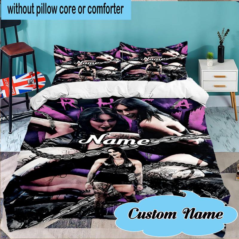 Custom Name 3PCS Rhea Ripley wrestling Bedding Set Including 1pc Duvet Cover And 2pcs Pillowcases for Bedroom, Dormitory Gift Home Decor