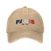 Paris France Colored With Flag Washed Baseball Cap France Flag Hip Hop Dad Hats Summer Unisex Unisex Outdoor Sports Baseball Caps