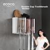 Toothbrush Holder, No-Drill, Toothbrush & Mouthwash Cups, Wall-Mounted Toothpaste Storage Rack, Double Toothbrush Hanger, 1924