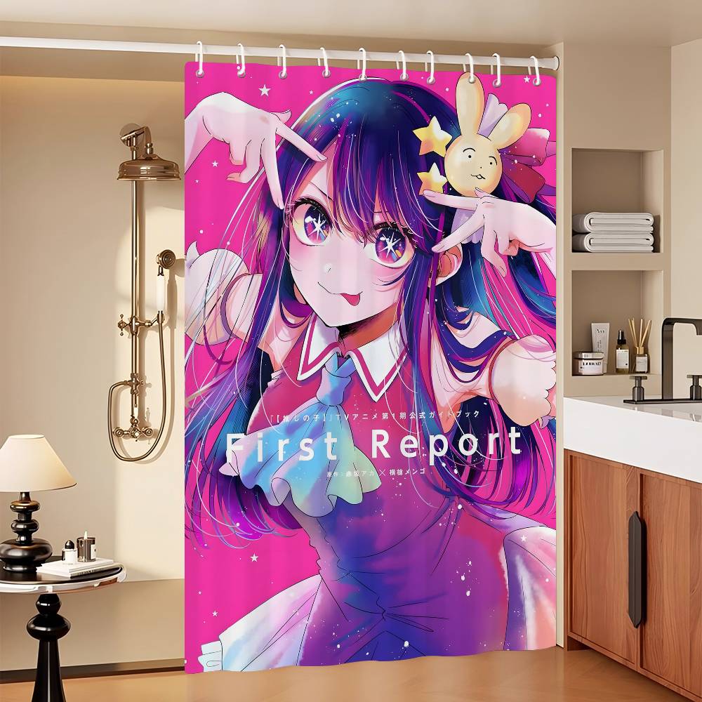 Oshi No Ko Anime Ai Hoshino Simple Bathroom Shower Curtain Shielding Partition Shower Curtain Quick Dry Can Be Scrubable Light