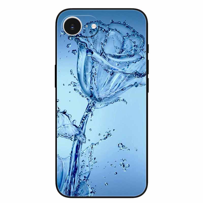 Black Phone Case Cover For Apple iPhone 16e Cases Printed TPU Soft Bumper Shell for iPhone16e 16e 2025 Protection Silicon Covers