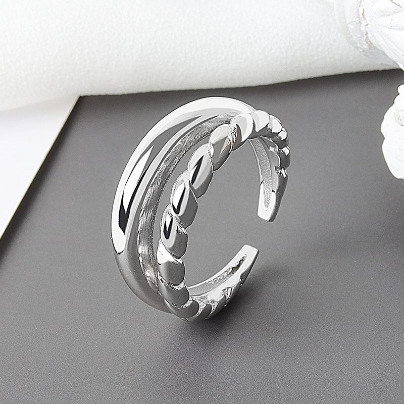 Geometric Glossy Concave Convex Shaped Ring Female Niche Design Personality High Sense Finger Ring Ins Cold Temperament Opening Index Finger Ring