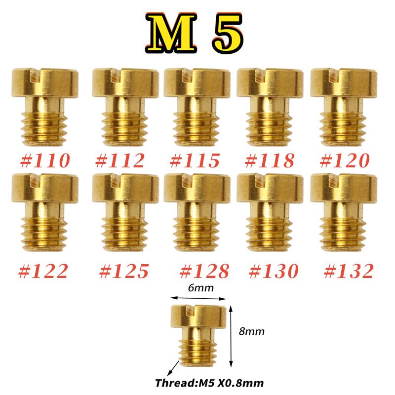 Pack of 10pcs Carburetor Main Jet M4 M5 5mm 6mm Thread for DellOrto BGM Motoforce Carburetor Injector Nozzle Size 40-205