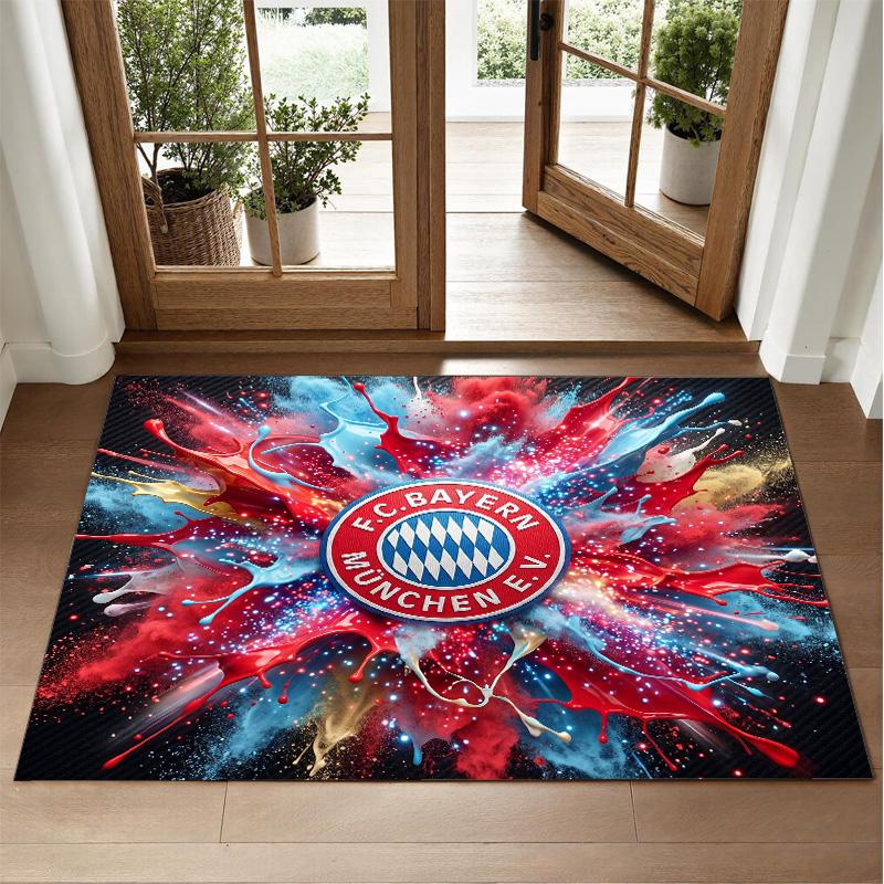 Bayern Munich Design Crystal Velvet Rug Soft Decorative Mat for Bedroom Entrance