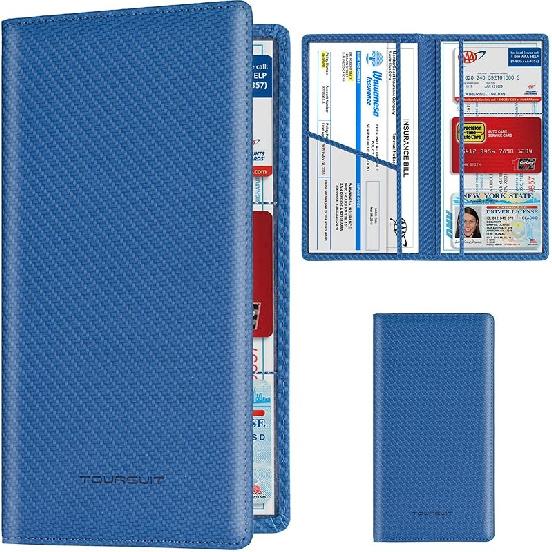 TOURSUIT Держатель для регистрационных документов и страхового полиса автомобиля, Органайзер для перчаточного ящика для документов на транспортное средство, Необходимый кошелек-кейс для водителя Авто