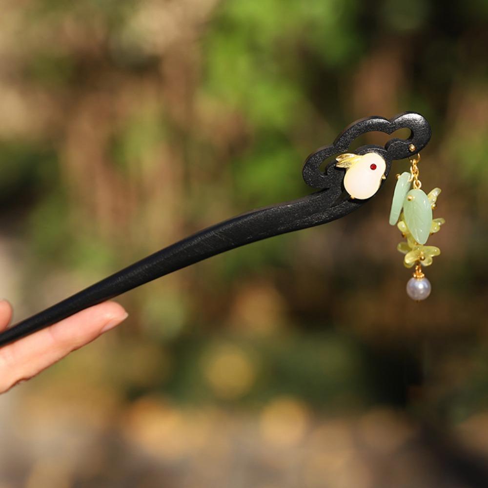 Wooden Flower Hair Forks Handmade Hairpin Chopstick Hair Ornament Hanfu Hair Bun Wedding