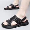 Модные летние мужские сандалии для бизнеса и отдыха на пляже Тапочки для отдыха на открытом воздухе Нескользящие кожаные сандалии на толстой подошве Новые мужские сандалии для отдыха на открытом воздухе