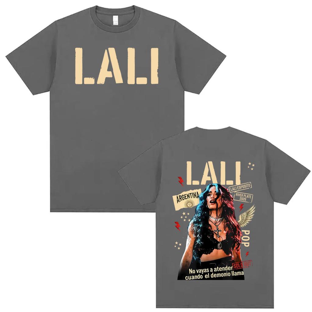 Singer Lali Esposito LA QUE LE GANA AL TIEMPO 2026 Tour Tshirt Retro Fashion Oversized T Shirt Unisex Women Cotton Casual Tshirts