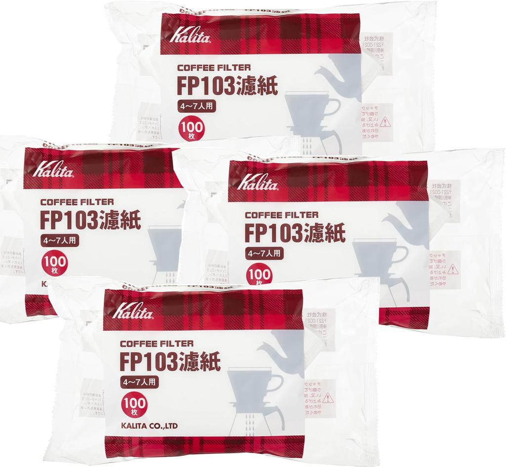 Kalita Кофейный фильтр FP103 Фильтровальная бумага на 4-7 человек, 100 штук, Белый #15085, Набор из 4 штук