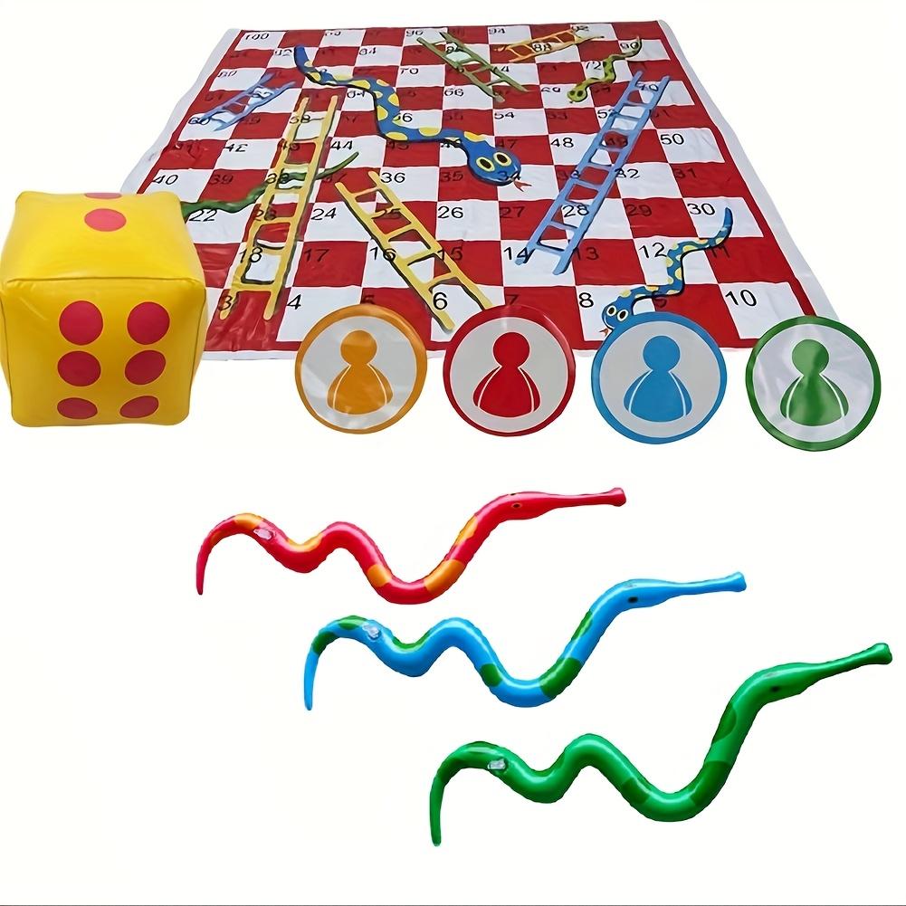 Portable PVC Snake Ladder Chessboard Game Mat with Dice - 129.54x129.54 cm Outdoor Travel Board Game for Family, Camping Picnics