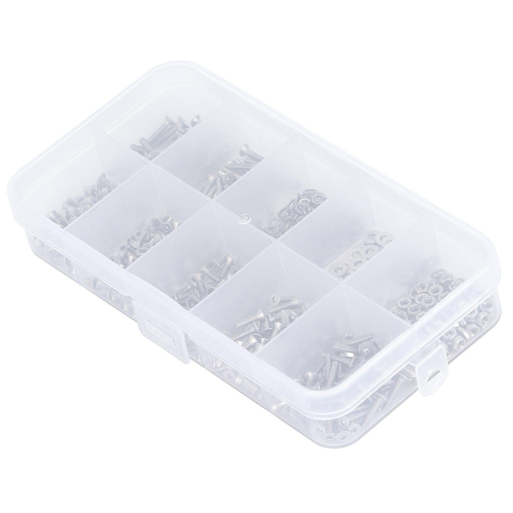 600PCS Stainless Steel Countersunk Hex Socket Bolts Hex Nuts Washers Assortment Set