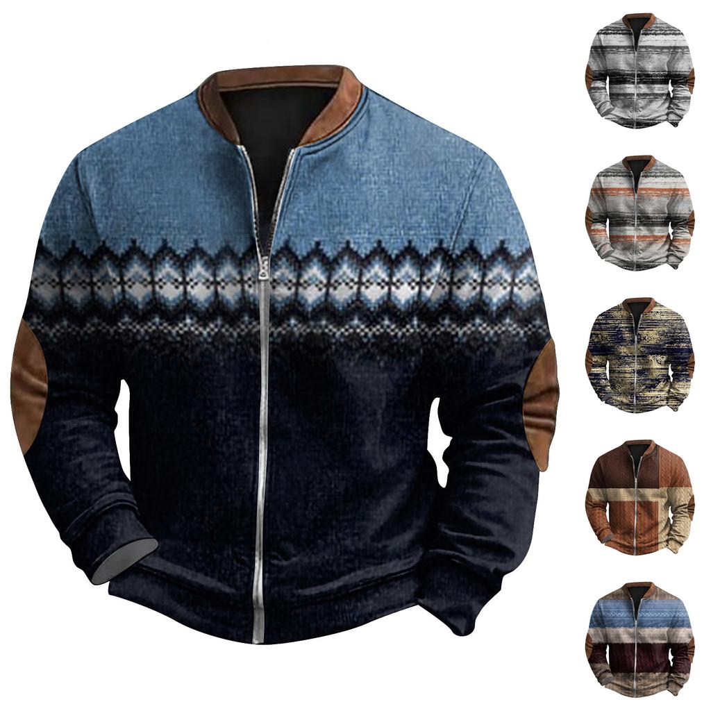 Мужская повседневная толстовка в стиле ретро с градиентным принтом