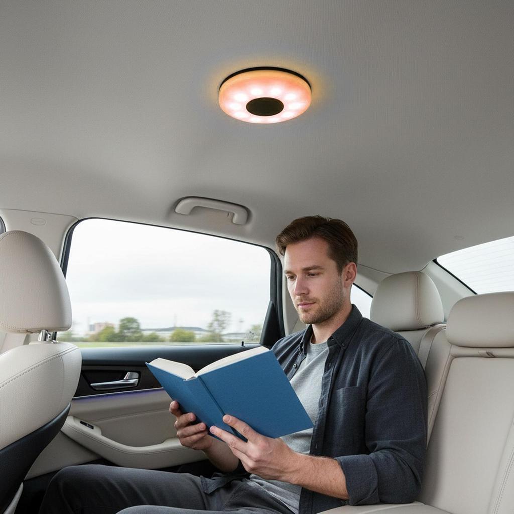 LED Car Lights Interior Magnetic LED Lamp USB Rechargeable Car Ceiling Roof Light For Atmosphere Reading Road Trip Vehicle RV