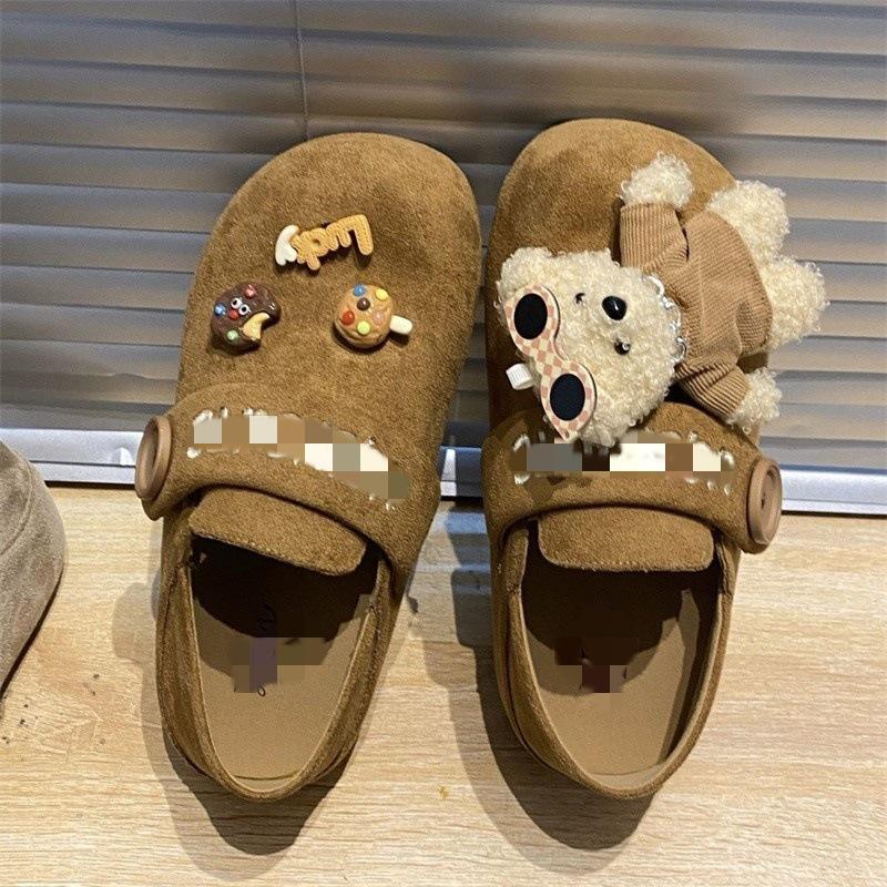 Осенние новые Birkenstocks носят мягкую подошву сумка-голова мультяшные две туфли ретро плоские полностью закрытые повседневные тапочки