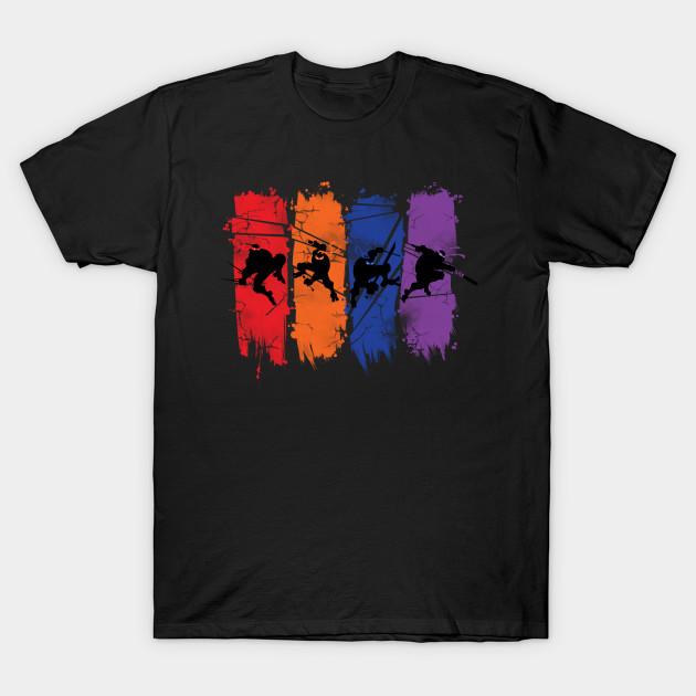 Asian Size Men Print T-shirt Teenage Mutant Ninja Turtles No-Cut Heat Transfer Print Cotton Tshirt