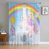 Прозрачная занавеска с мультяшной лошадью и радужными облаками для спальни, тюлевая занавеска из вуали для кухни, декора гостиной, оконной отделки